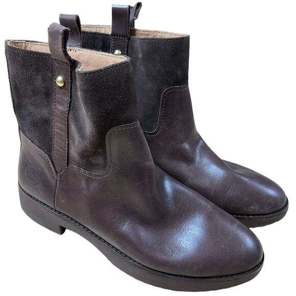 Fitflop NWOB Signey Mixte Chocolate Brown Leather Ankle Boot Size 8.5 Pull-On - Picture 1 of 8